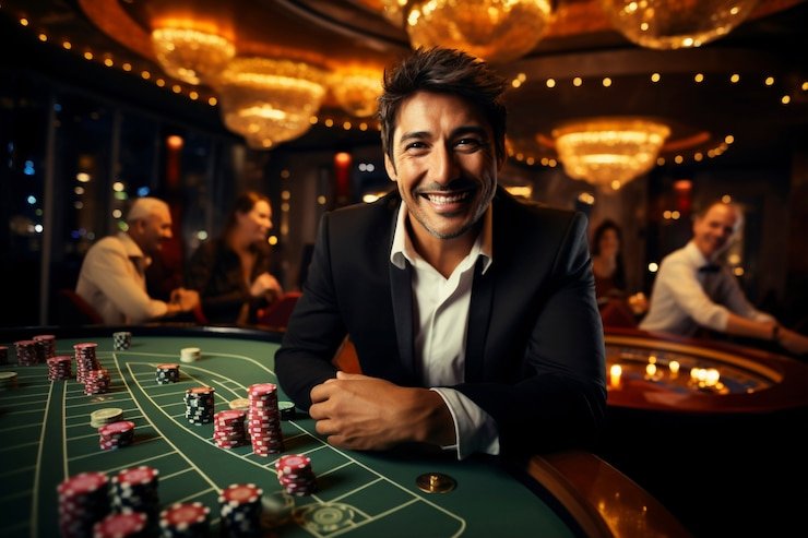 Antarmuka baccarat dengan chatbox dealer